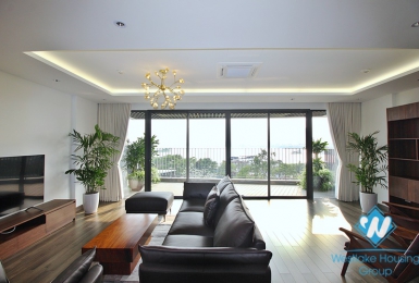 Lake view three bedrooms apartment for rent in Au Co street, Tay Ho district